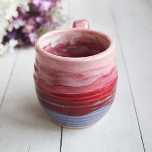 Image of Handmade Pottery Mug in Shades of Pink and Purple Glazes, Stoneware Coffee Cup, Made in USA