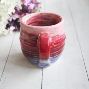 Image of Handmade Pottery Mug in Shades of Pink and Purple Glazes, Stoneware Coffee Cup, Made in USA