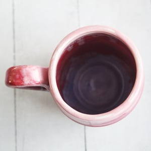 Image of Handmade Pottery Mug in Shades of Pink and Purple Glazes, Stoneware Coffee Cup, Made in USA