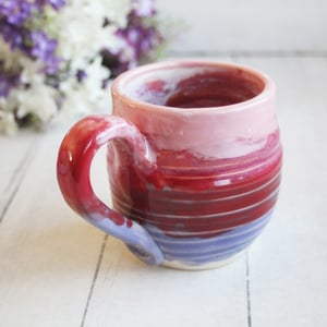 Image of Handmade Pottery Mug in Shades of Pink and Purple Glazes, Stoneware Coffee Cup, Made in USA