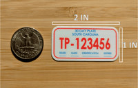 Image 2 of South Carolina Temp Tag Sticker (ON SALE $4!)