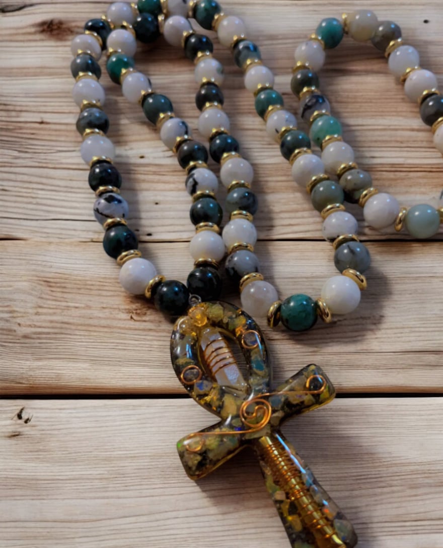 Image of Moon Stone Necklace & Bracelet Set