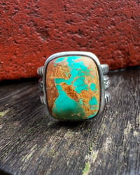 Image 2 of WL&A Handmade Ingot Three Row Royston Turquoise Ring - Size 10