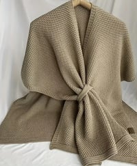 Image 1 of Knitted Cardigan Poncho Camel