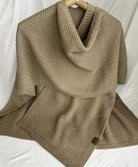 Image 2 of Knitted Cardigan Poncho Camel