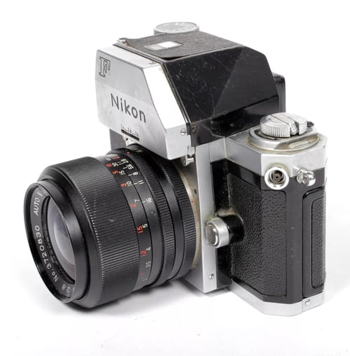 Image of Nikon F Photomic 35mm SLR film camera with 35mm F2.8 wide angle lens #9071