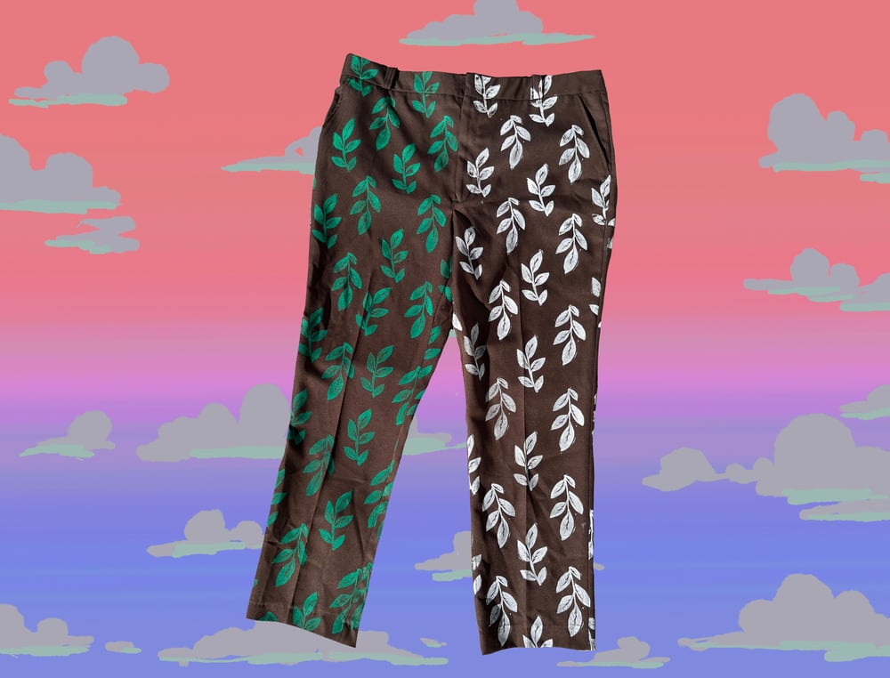 Image of Ready to ship Leafy print jeans- sizes 3, 14, and 24