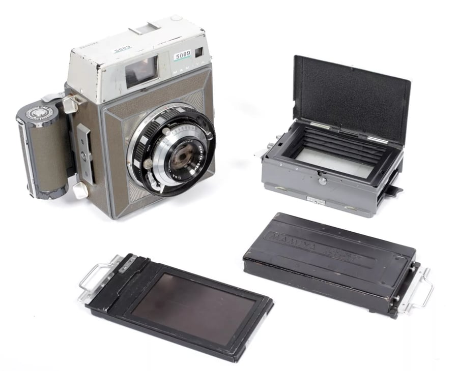 Image of Mamiya press 23 camera with 90mm lens 6X9 back ground glass plate holder #5009