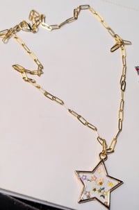 Image 2 of Shiny gold star handmade paperclip chain necklace pendant