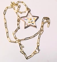 Image 1 of Shiny gold star handmade paperclip chain necklace pendant