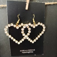 Image 2 of Rhinestone Heart Earrings 