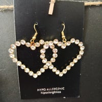 Image 1 of Rhinestone Heart Earrings 