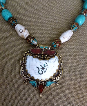 Image of Naga Tribal Necklace  with Tibetan Pendant and Turquoise
