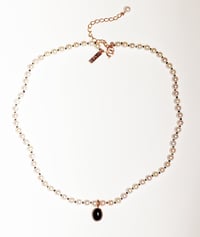 Image 2 of victorian pearl choker with onyx pendant