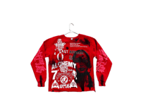 Image 1 of Sade Adu Akira kanji art dept east aurora tomcats custom made screen red/white sweatshirt