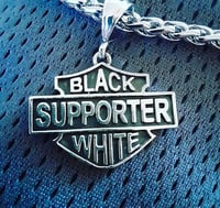 Image 2 of BLACK AND WHITE HARLEY BAR AND SHIELD SUPPORTER PENDANT