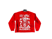 Image 2 of Sade Adu Art dept kanji custom made screen print red/white sweatshirt