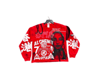 Image 1 of Sade Adu Art dept kanji custom made screen print red/white sweatshirt