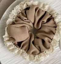 Scrunchies With Lace Edge Light Brown