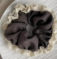 Scrunchies With Lace Edge Chocolate Brown