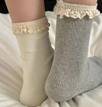 Image 1 of Lace Trim Knee-High Socks