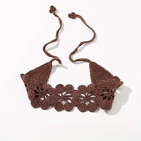 Image 1 of Crochet Hair Scarf Chocolate Brown