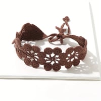 Image 2 of Crochet Hair Scarf Chocolate Brown