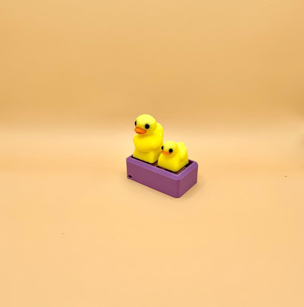 Image of Rubber Ducky Parent Mom and Baby Chick Fidget Two Clicky Switch tactile mechanical keycap | Butto...
