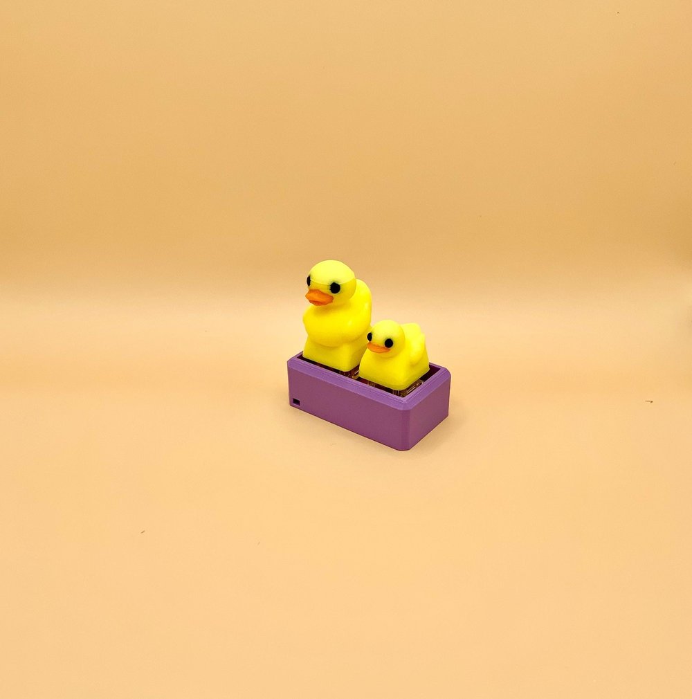 Image of Rubber Ducky Parent Mom and Baby Chick Fidget Two Clicky Switch tactile mechanical keycap | Butto...