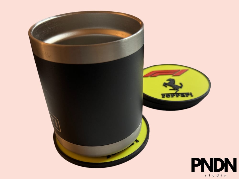 Image of Formula 1 F1 Ferrari Racing Team | Coaster Set | Set of 4 Eco-Friendly 3D Printed Coasters  Ferra...