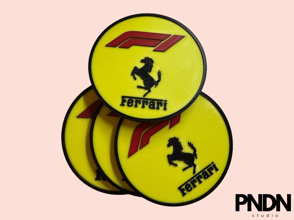 Image of Formula 1 F1 Ferrari Racing Team | Coaster Set | Set of 4 Eco-Friendly 3D Printed Coasters Ferra...