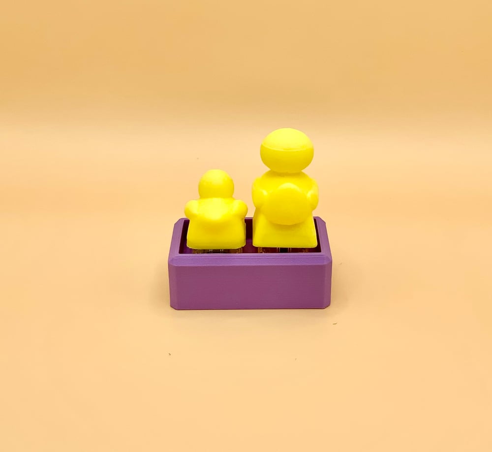 Image of Rubber Ducky Parent Mom and Baby Chick Fidget Two Clicky Switch tactile mechanical keycap | Butto...