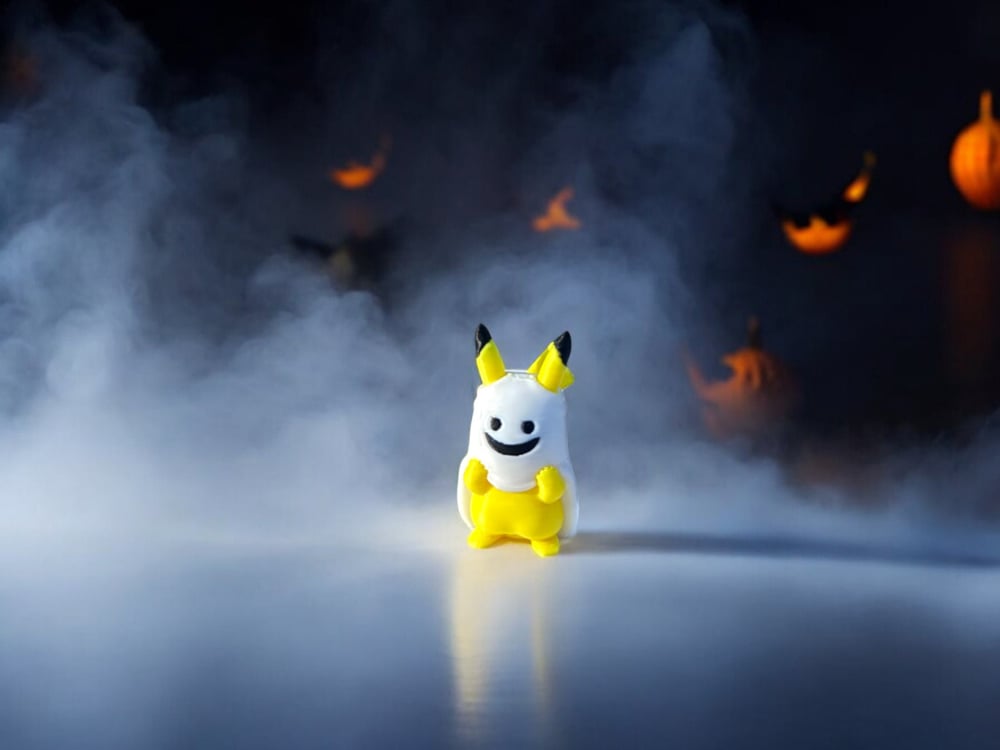 Image of Pikachu Minifigure Costume Ghost Chibi Figurine halloween Charm, Thunder Electric Trinket (Small ...