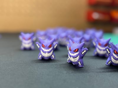 Image of Ghost Gengar Minifigure Chibi Figurine halloween Purple Cheshire ghost Charm Spooky, Poison (Smal...
