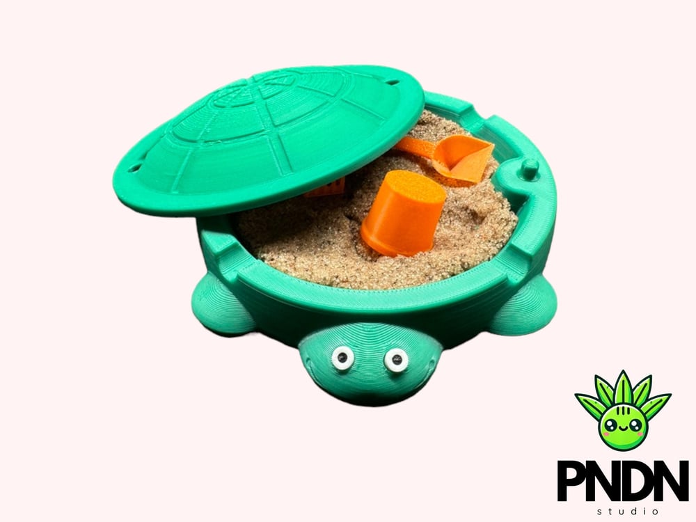 Image of Mini Turtle Sandbox with moldable (no mess) Sand and Lid and mini tools Desk Toy, Stress Relief, ...