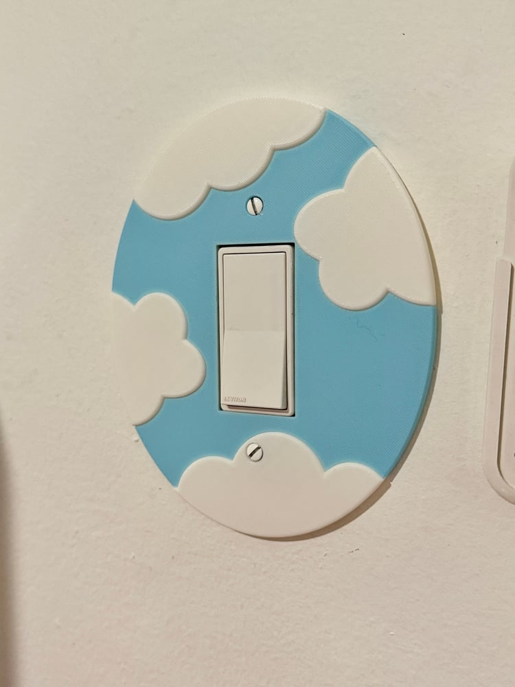 Image of Light Switch Cover - Floating Clouds in the Sky Switch Plate Rocker Style - Home interior nursery...