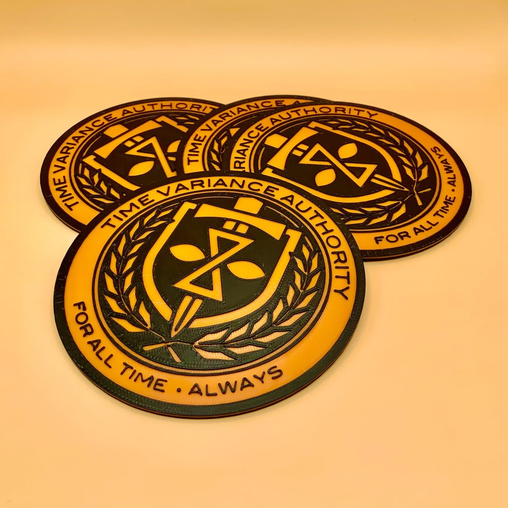 Image of TVA Emblem Coaster - 3D Printed Time Authority Emblem Drink Coaster - Eco Friendly - Gift