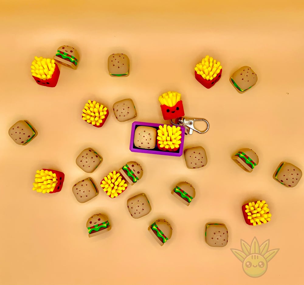 Image of Burger and Fries Fidget Combo Clicky Switch tactile mechanical keyboard keycap | Button Clicker ...