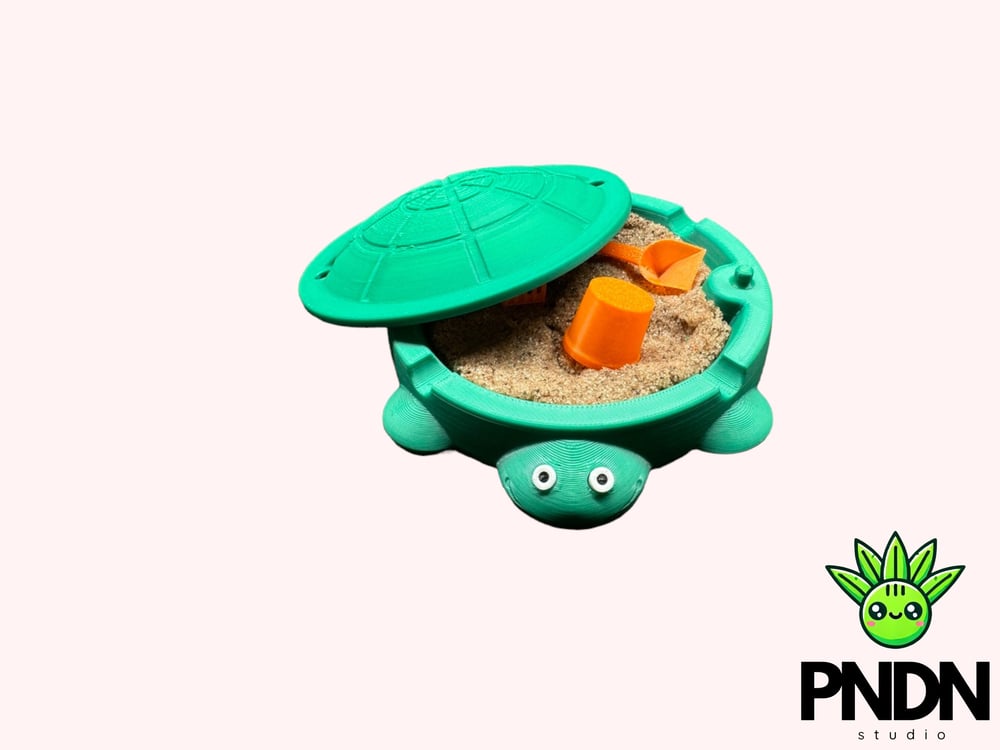 Image of Mini Turtle Sandbox with moldable (no mess) Sand and Lid and mini tools Desk Toy, Stress Relief, ...