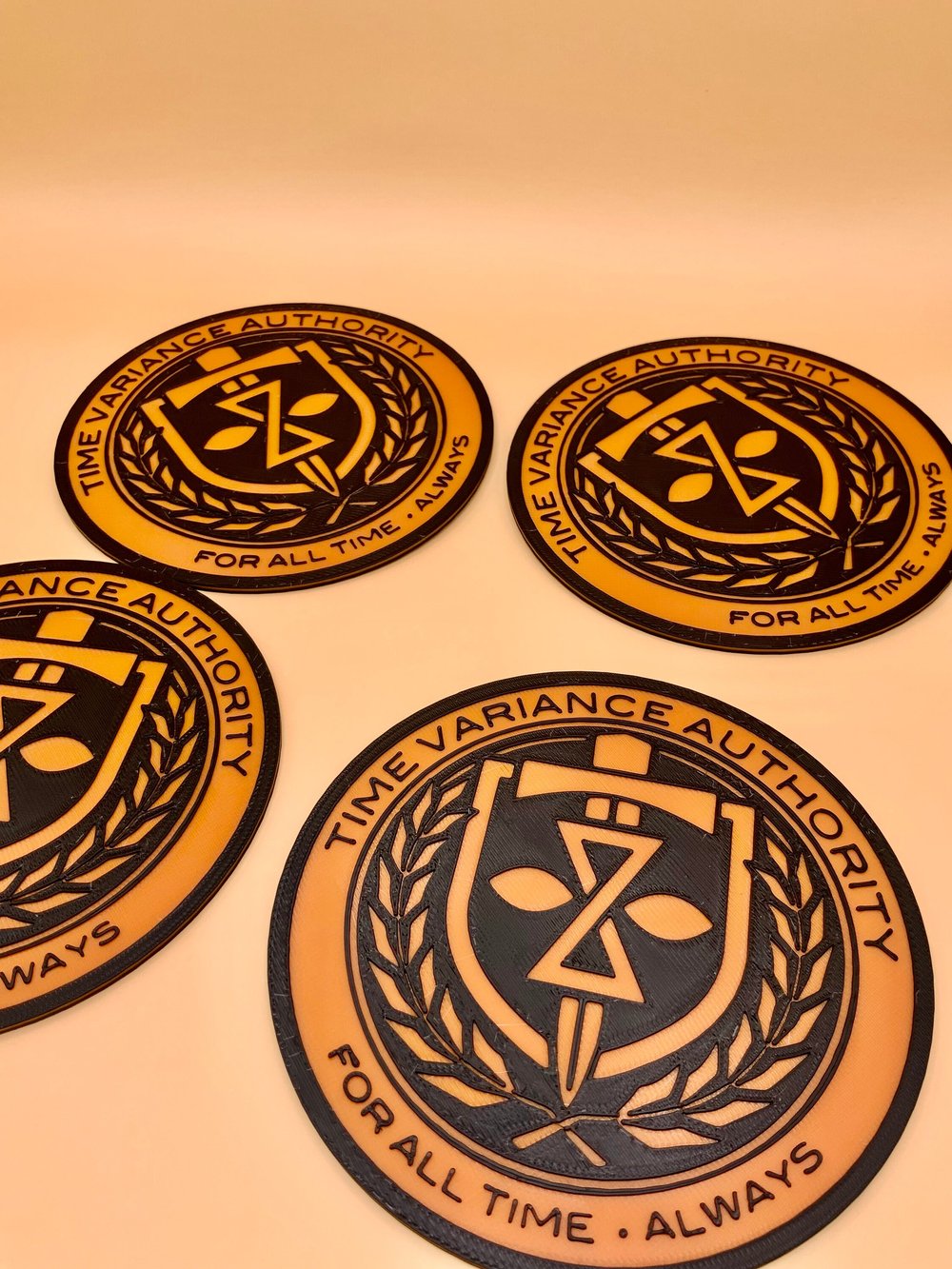 Image of TVA Emblem Coaster - 3D Printed Time Authority Emblem Drink Coaster - Eco Friendly - Gift