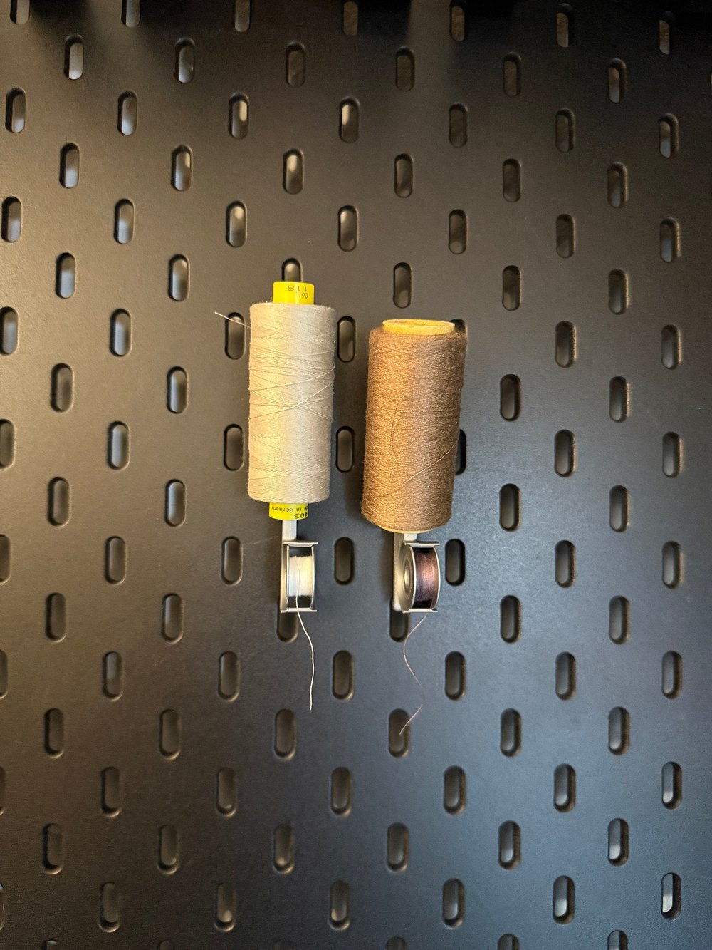 Image of Thread Spool and Bobbin Holder for IKEA SKÅDIS Pegboard – Organized Sewing Storage Solution