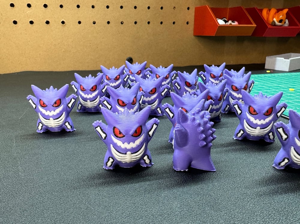 Image of Ghost Gengar Minifigure Chibi Figurine halloween Purple Cheshire ghost Charm Spooky, Poison (Smal...