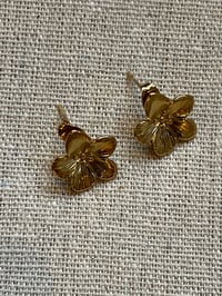 Image 2 of Stainless Steel Small Flower Earrings Gold