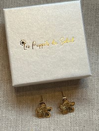 Image 3 of Stainless Steel Small Flower Earrings Gold