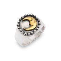 Image 1 of Sterling Silver Signet Ring With Golden Moon