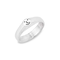 Image 1 of Mini Smiley Face Signet Ring in 925 Silver