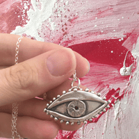 Image 3 of Large Silver Evil Eye Pendant