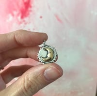 Sterling Silver Pendant with Golden Moon