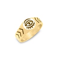 Image 1 of Evil Eye Signet Ring in 9ct Gold