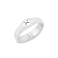 Image 1 of Sad Face Signet Ring in 925 Silver :(